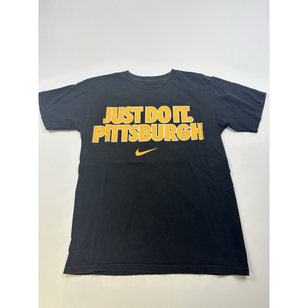 Pittsburgh Nike Just Do It T Shirt Mens Small Black Steelers Pirates Y2K